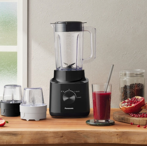 Panasonic 1.45L Blender, Additional 2 Dry Mills, Simple 3 Blending Speeds, Saber Blades, Elegant Design MX-CP3121KTZ