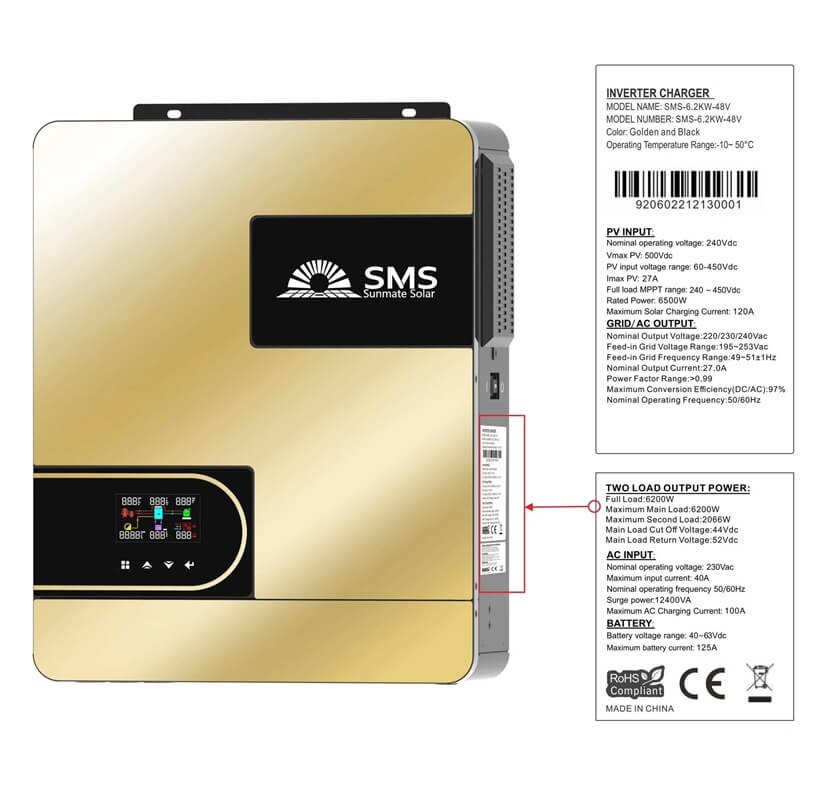SMS 6.2KVA/48V HYBRID INVERTER