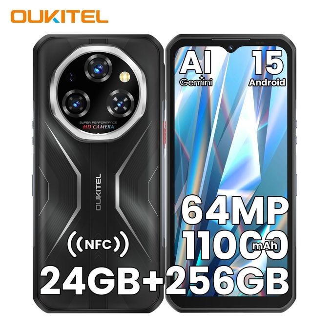 OUKITEL WP55S Rugged 256GB Smartphone 6.6" FHD+120Hz, 11000mAh Battery, 64MP AI Camera,IP68/IP69K Waterproof Rugged Phones,MTK G100 Process,Android 15 Phones,33W