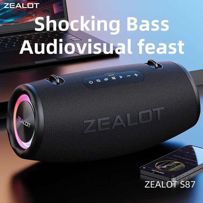 Zealot 80W Super Bass Bluetooth Speaker With 16000mAh Battery S87