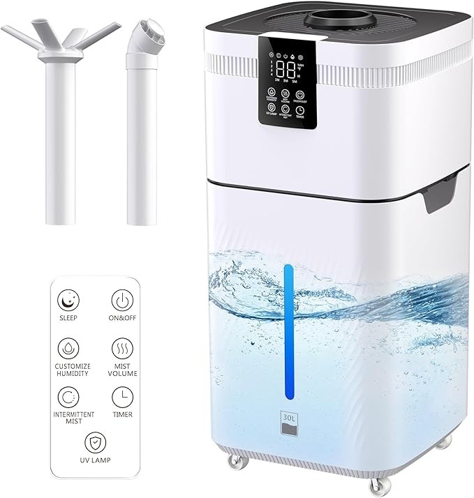 0L/7.93Gal Commercial Humidifier for Large Room 4200 sq ft, 3000mL/H Whole House Humidifiers with Supersized Cool Mist,Quiet Humidifiers for Bedroom, Home, Office, Plants, Warehouse