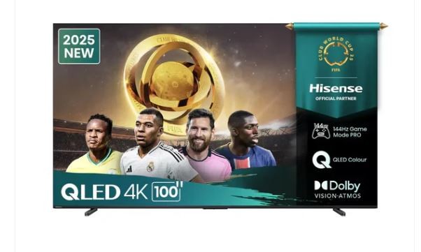 Hisense 100 inch QLED 4K Smart TV With Quantum Dot Colour,3HDMI,2USB,Dolby Vision IQ Voice remote TV 100Q7Q