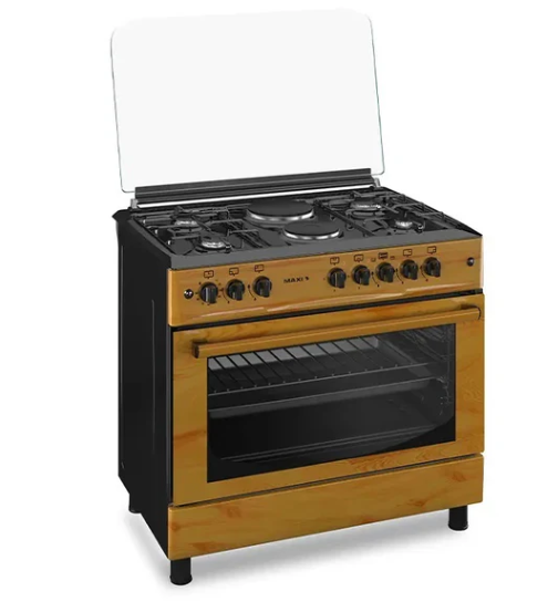 Maxi 60*90 4 Gas Burner + 2 Electric Hotplate Standing Cooker WOOD