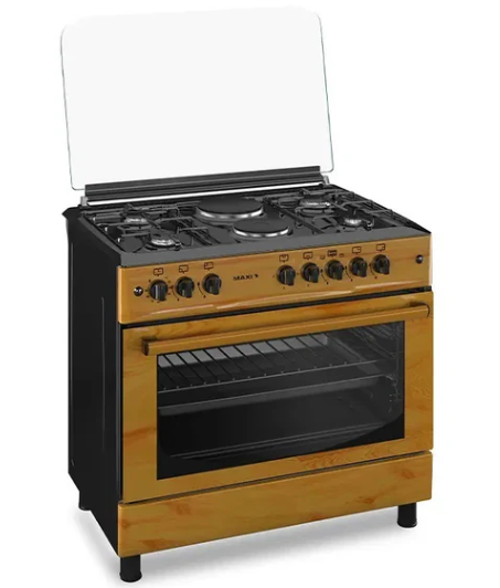 Maxi Style 60*90 4 Gas Burner + 2 Electric Hotplate Standing Cooker WOOD