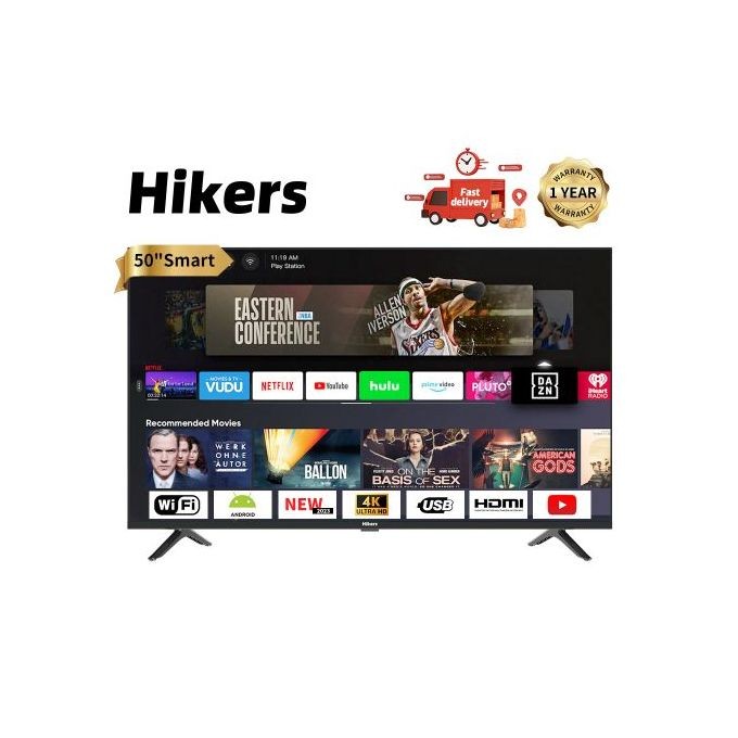 Hikers 50'' Inch Frameless Android Smart 4K LED TV-Black+12 Months Warranty